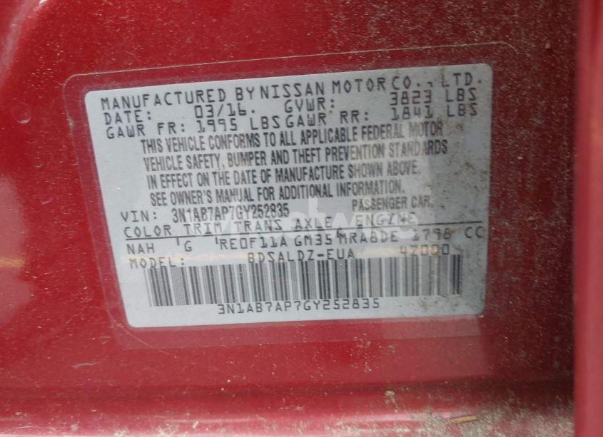 Photo 9 of 2016 Nissan Sentra SV (VIN 3N1AB7AP7GY252835)