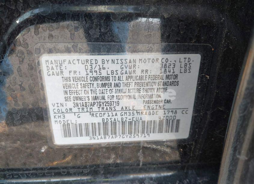 Photo 9 of 2016 Nissan Sentra S (VIN 3N1AB7AP7GY259719)