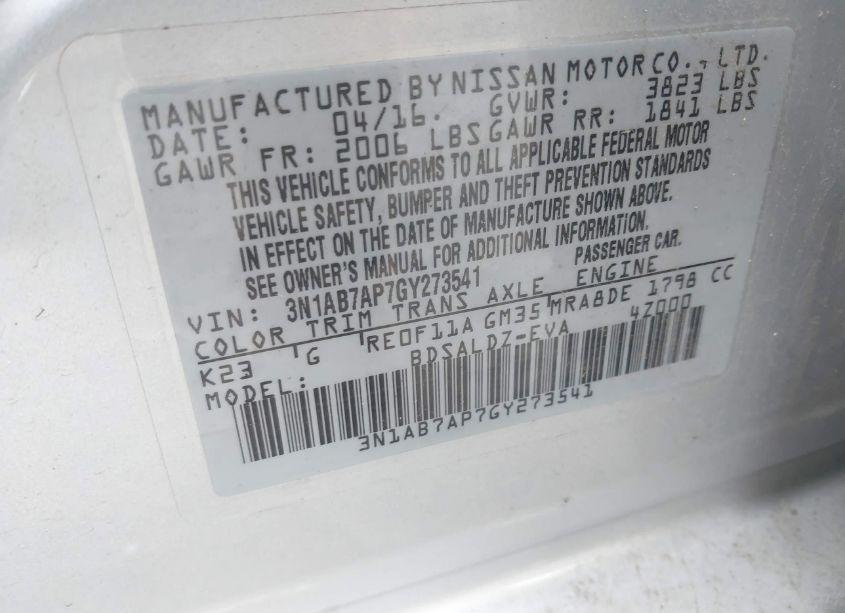 Photo 9 of 2016 Nissan Sentra SV (VIN 3N1AB7AP7GY273541)