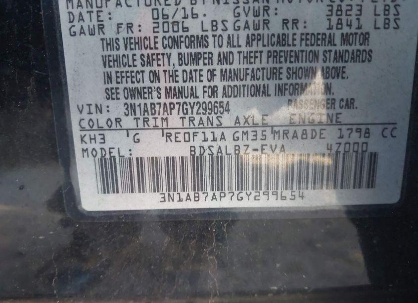 Photo 9 of 2016 Nissan Sentra S (VIN 3N1AB7AP7GY299654)