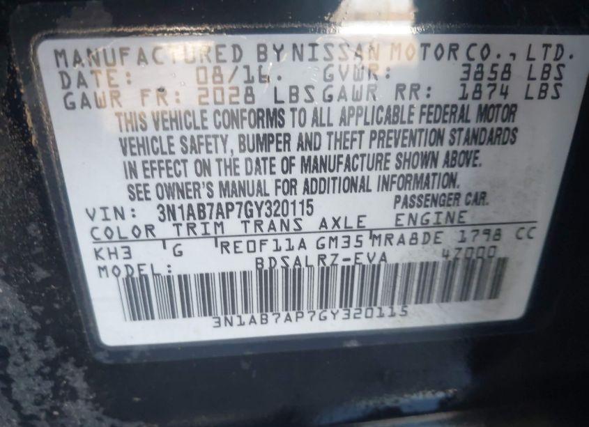 Photo 9 of 2016 Nissan Sentra SR (VIN 3N1AB7AP7GY320115)