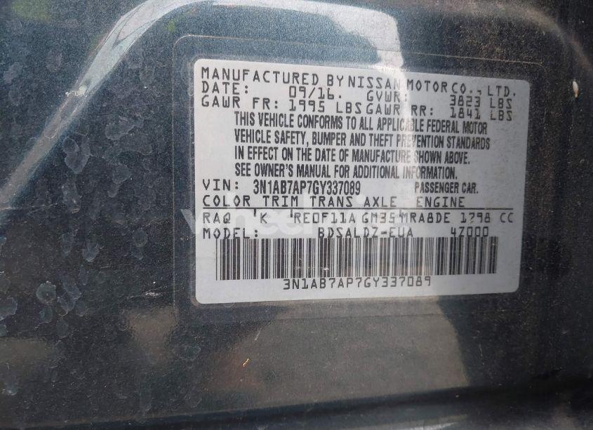 Photo 9 of 2016 Nissan Sentra SV (VIN 3N1AB7AP7GY337089)