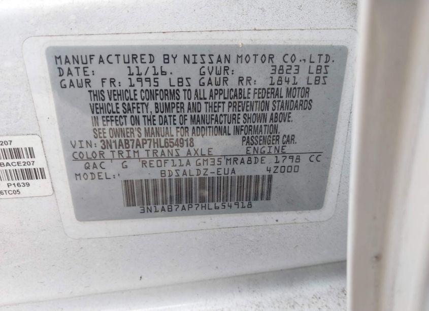 Photo 9 of 2017 Nissan Sentra SV (VIN 3N1AB7AP7HL654918)