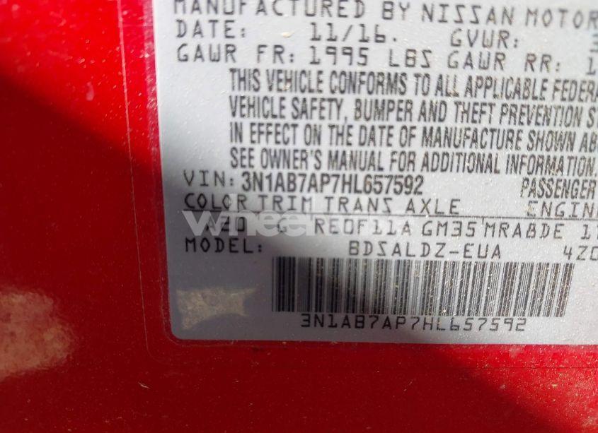 Photo 9 of 2017 Nissan Sentra SV (VIN 3N1AB7AP7HL657592)