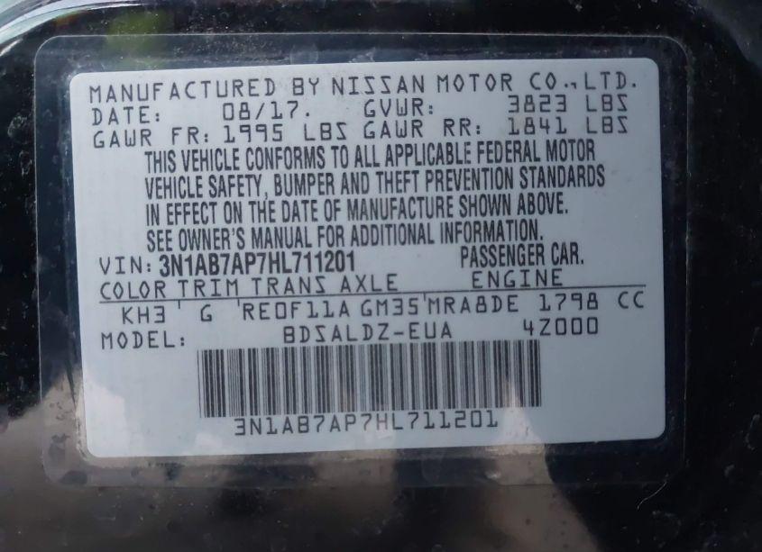 Photo 9 of 2017 Nissan Sentra SV (VIN 3N1AB7AP7HL711201)