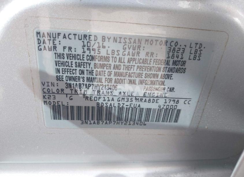 Photo 9 of 2017 Nissan Sentra SV (VIN 3N1AB7AP7HY213406)