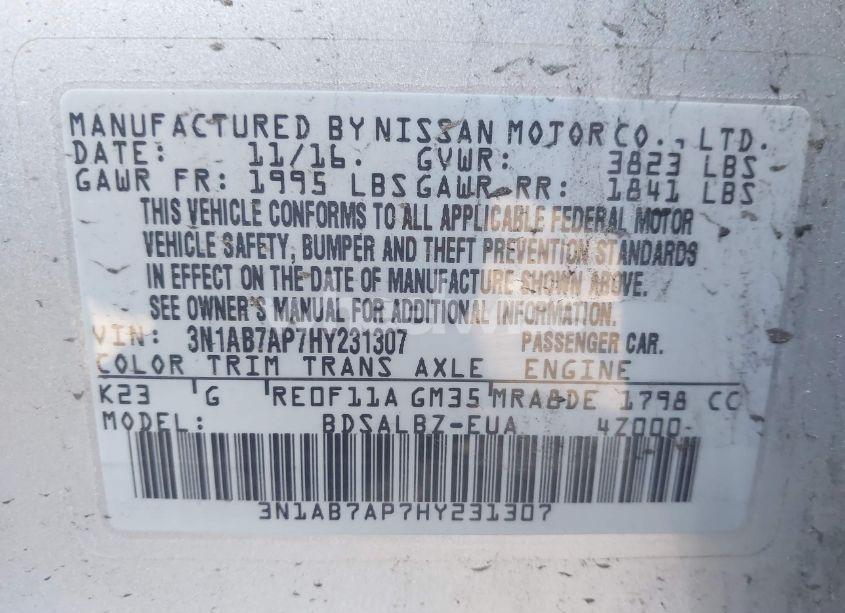 Photo 9 of 2017 Nissan Sentra S (VIN 3N1AB7AP7HY231307)