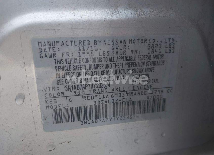 Photo 9 of 2017 Nissan Sentra S (VIN 3N1AB7AP7HY233574)