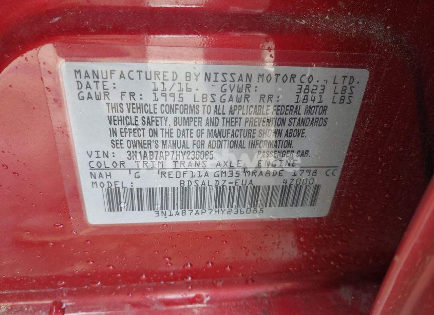 Photo 9 of 2017 Nissan Sentra SV (VIN 3N1AB7AP7HY236085)