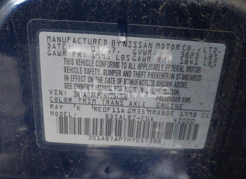 Photo 9 of 2017 Nissan Sentra S (VIN 3N1AB7AP7HY257308)