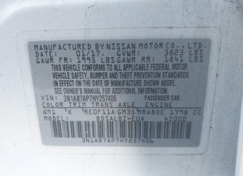 Photo 9 of 2017 Nissan Sentra S (VIN 3N1AB7AP7HY257406)