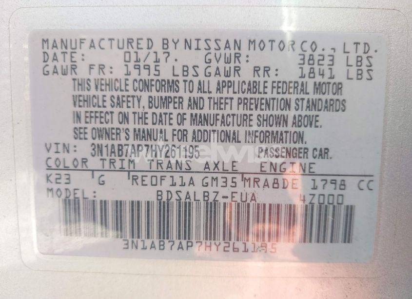 Photo 9 of 2017 Nissan Sentra S (VIN 3N1AB7AP7HY261195)