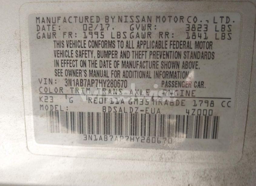 Photo 9 of 2017 Nissan Sentra SV (VIN 3N1AB7AP7HY280670)