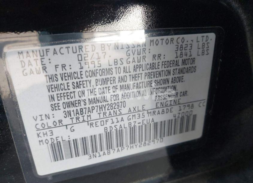 Photo 9 of 2017 Nissan Sentra S (VIN 3N1AB7AP7HY282970)