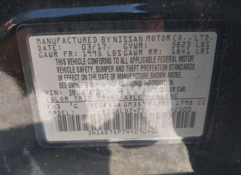 Photo 9 of 2017 Nissan Sentra SV (VIN 3N1AB7AP7HY290406)