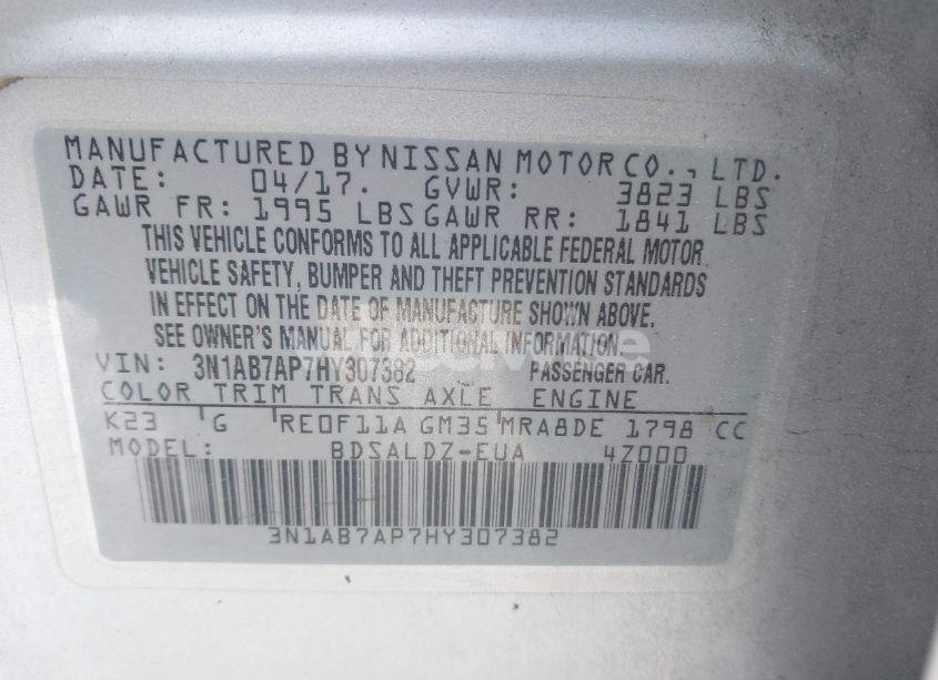 Photo 9 of 2017 Nissan Sentra SV (VIN 3N1AB7AP7HY307382)