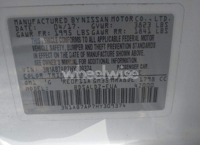 Photo 9 of 2017 Nissan Sentra SV (VIN 3N1AB7AP7HY309374)