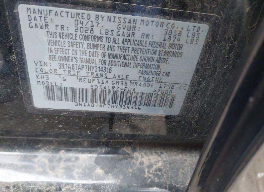 Photo 9 of 2017 Nissan Sentra SR (VIN 3N1AB7AP7HY314316)