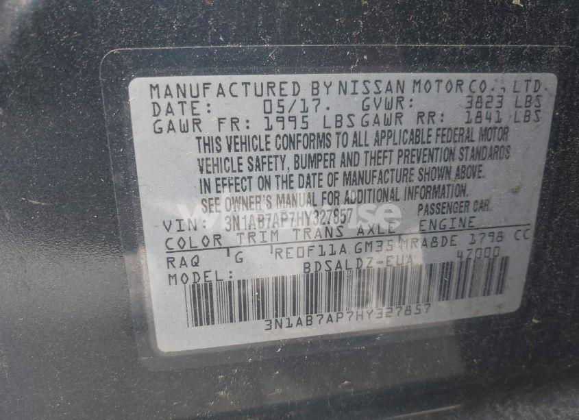 Photo 9 of 2017 Nissan Sentra SV (VIN 3N1AB7AP7HY327857)