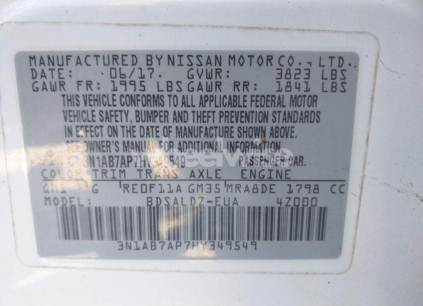 Photo 9 of 2017 Nissan Sentra SV (VIN 3N1AB7AP7HY349549)