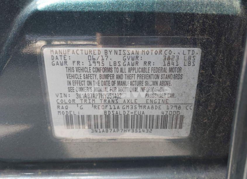 Photo 9 of 2017 Nissan Sentra SV (VIN 3N1AB7AP7HY351432)