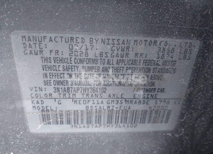 Photo 9 of 2017 Nissan Sentra SR (VIN 3N1AB7AP7HY364102)