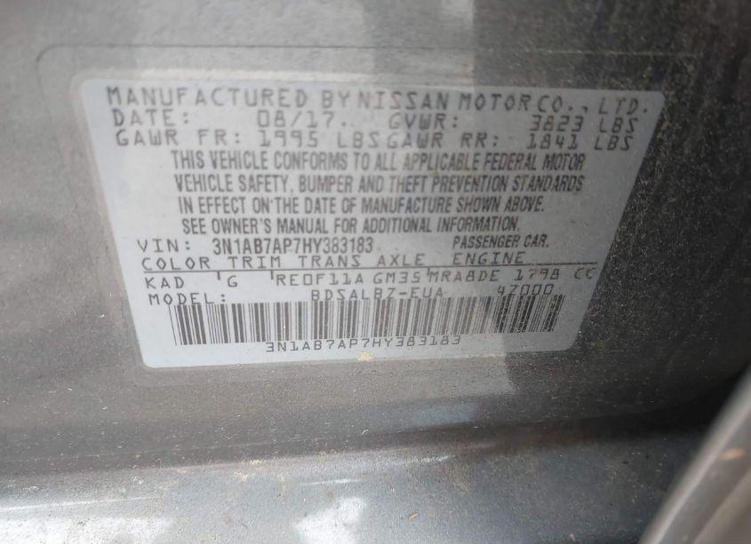 Photo 9 of 2017 Nissan Sentra S (VIN 3N1AB7AP7HY383183)