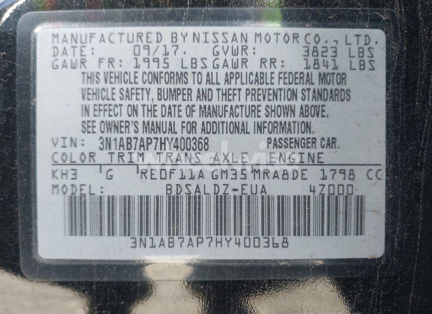 Photo 9 of 2017 Nissan Sentra SV (VIN 3N1AB7AP7HY400368)