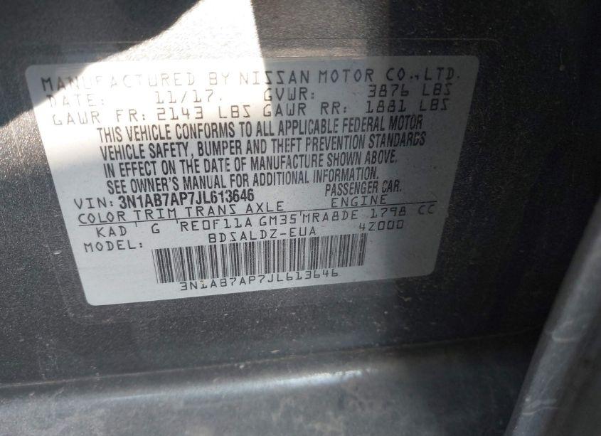 Photo 9 of 2018 Nissan Sentra SV (VIN 3N1AB7AP7JL613646)