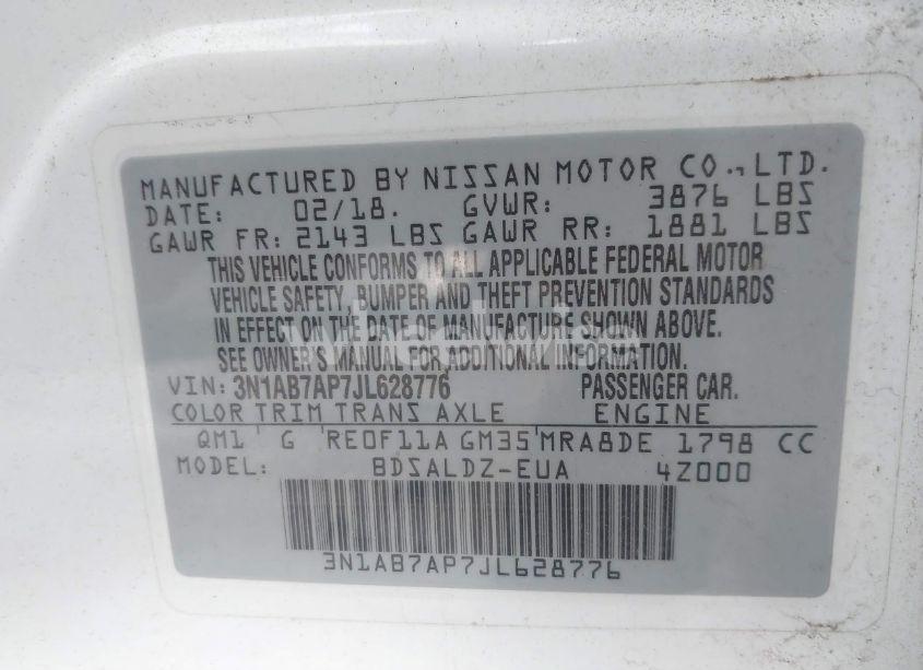 Photo 9 of 2018 Nissan Sentra SV (VIN 3N1AB7AP7JL628776)