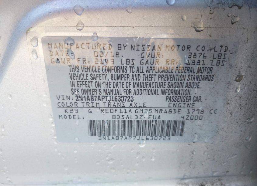 Photo 9 of 2018 Nissan Sentra SV (VIN 3N1AB7AP7JL630723)