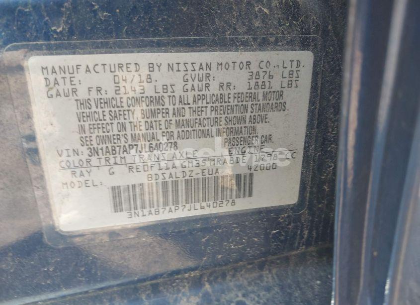 Photo 9 of 2018 Nissan Sentra SV (VIN 3N1AB7AP7JL640278)