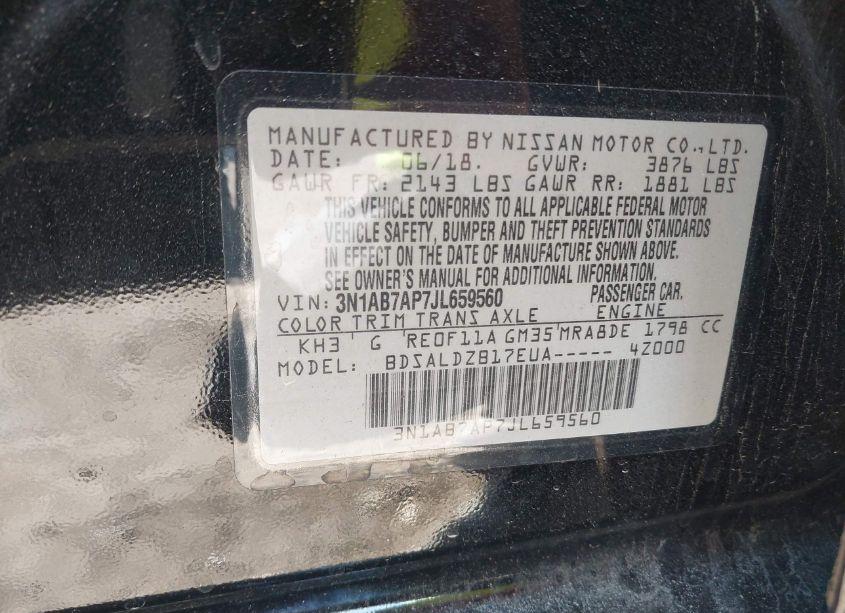 Photo 9 of 2018 Nissan Sentra SV (VIN 3N1AB7AP7JL659560)