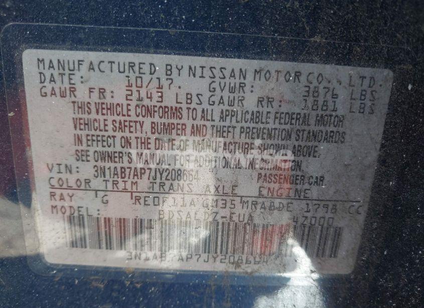 Photo 9 of 2018 Nissan Sentra SV (VIN 3N1AB7AP7JY208664)