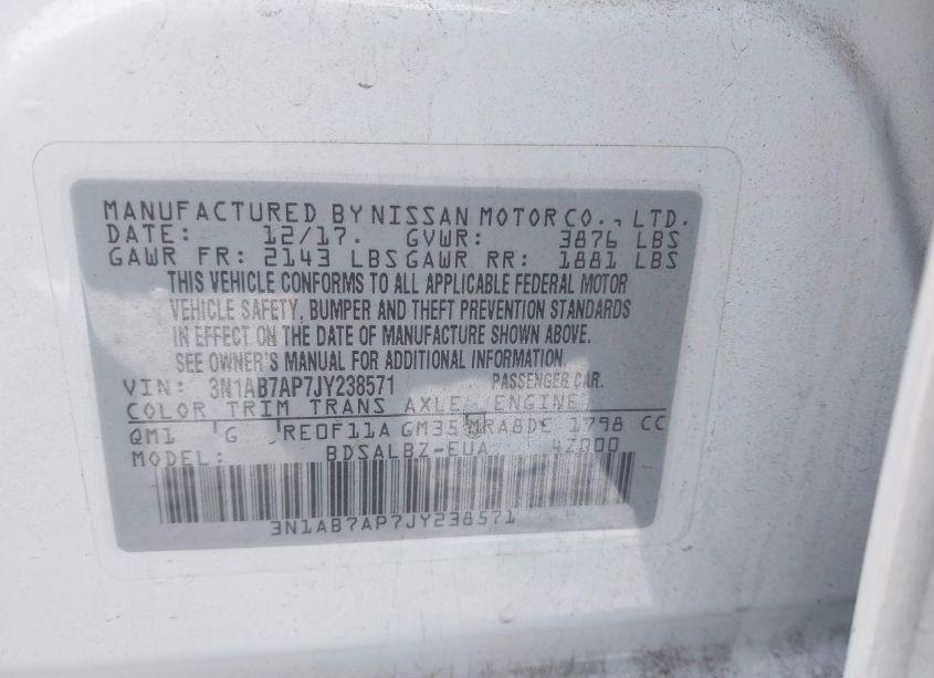 Photo 9 of 2018 Nissan Sentra S (VIN 3N1AB7AP7JY238571)