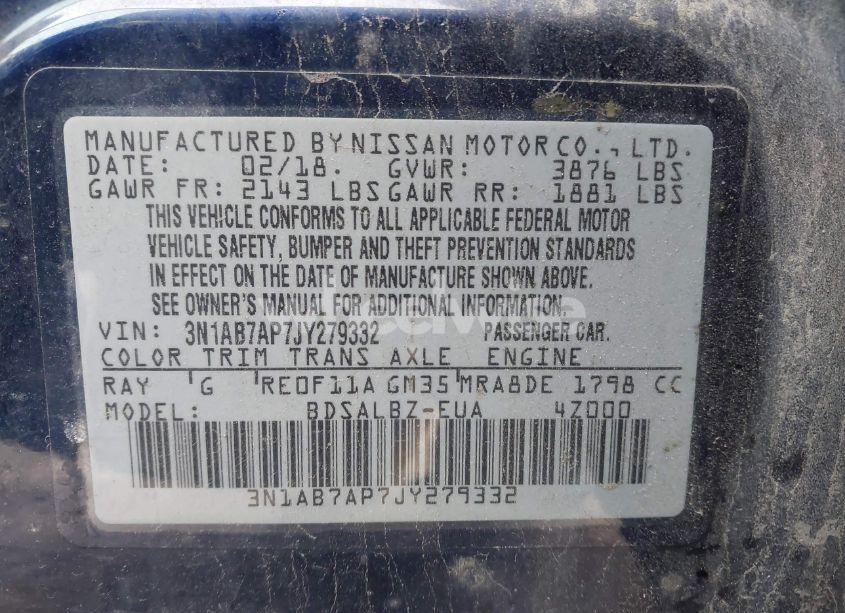 Photo 9 of 2018 Nissan Sentra S (VIN 3N1AB7AP7JY279332)