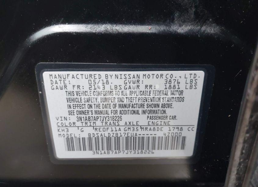 Photo 9 of 2018 Nissan Sentra SV (VIN 3N1AB7AP7JY318226)