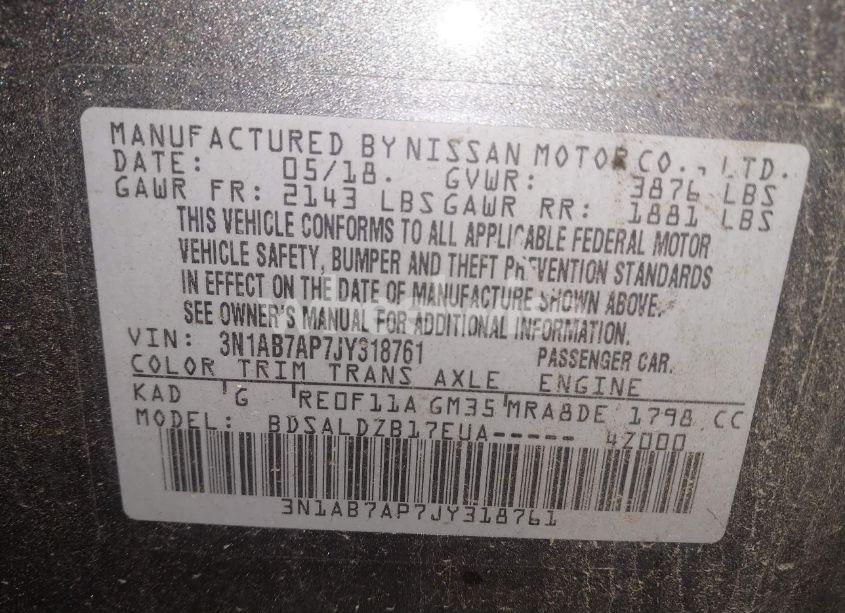 Photo 9 of 2018 Nissan Sentra SV (VIN 3N1AB7AP7JY318761)