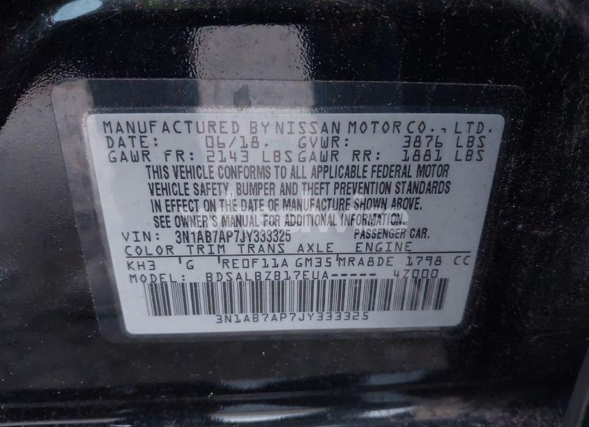 Photo 9 of 2018 Nissan Sentra S (VIN 3N1AB7AP7JY333325)