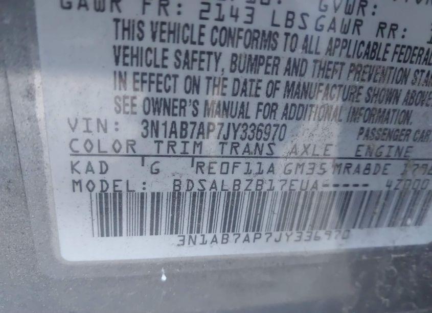 Photo 9 of 2018 Nissan Sentra S (VIN 3N1AB7AP7JY336970)