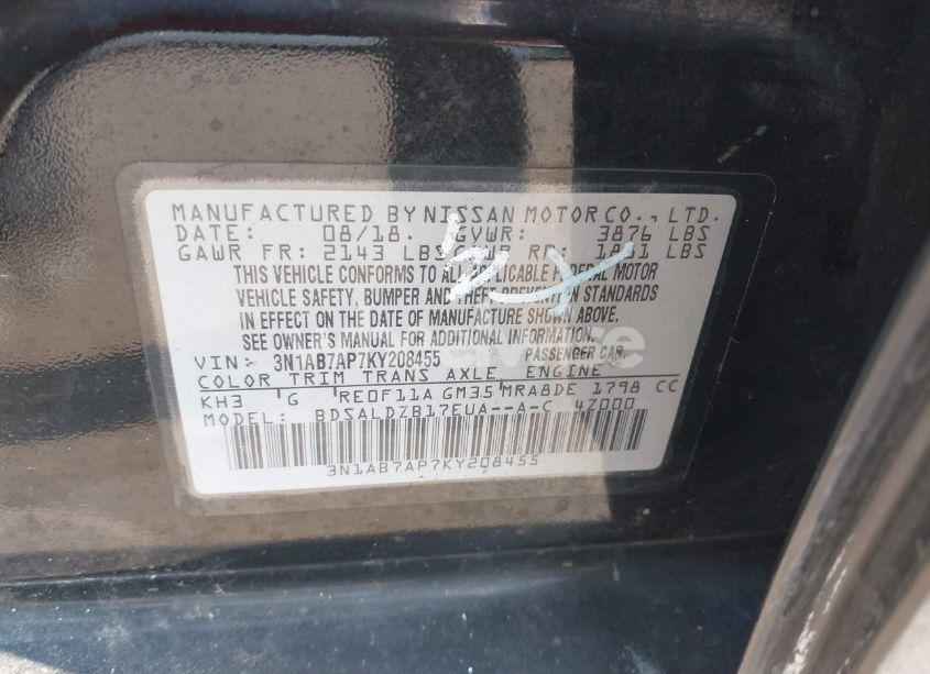 Photo 9 of 2019 Nissan Sentra SV (VIN 3N1AB7AP7KY208455)