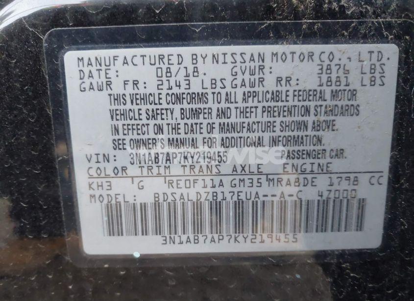 Photo 9 of 2019 Nissan Sentra SV (VIN 3N1AB7AP7KY219455)