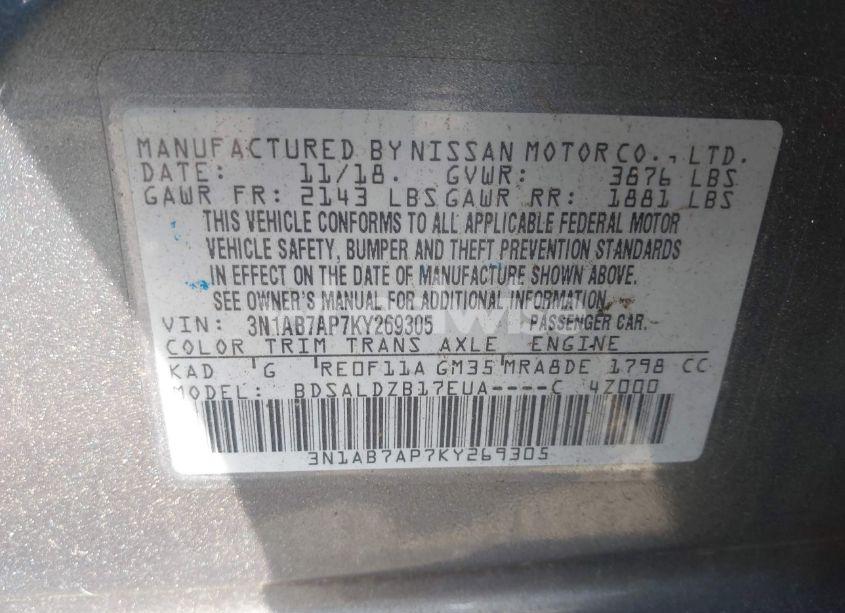 Photo 9 of 2019 Nissan Sentra SV (VIN 3N1AB7AP7KY269305)