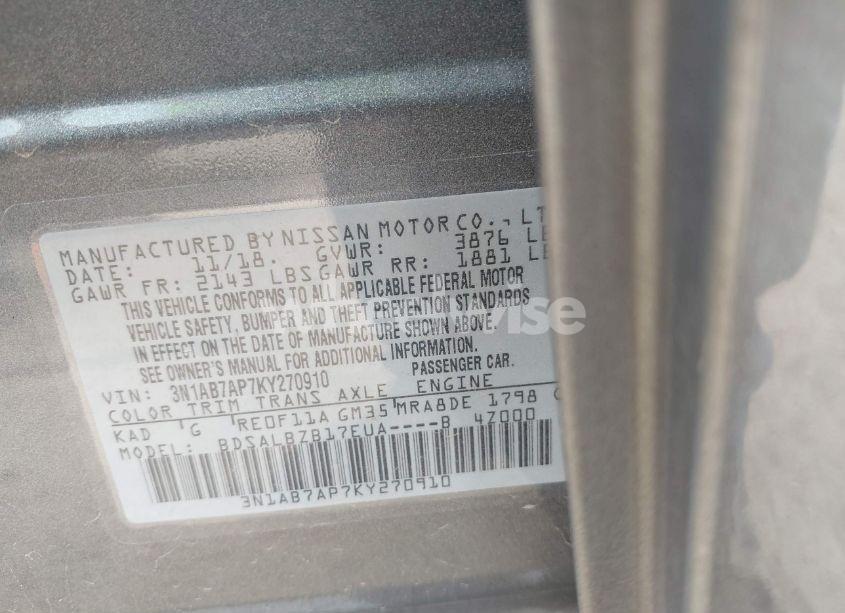 Photo 9 of 2019 Nissan Sentra S (VIN 3N1AB7AP7KY270910)