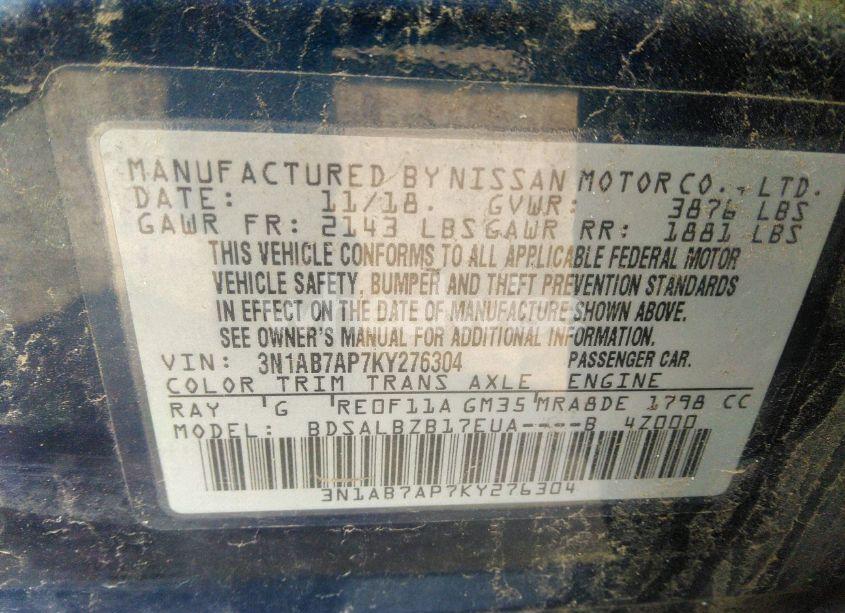 Photo 9 of 2019 Nissan Sentra S (VIN 3N1AB7AP7KY276304)