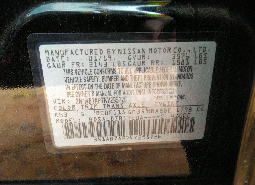 Photo 9 of 2019 Nissan Sentra SV (VIN 3N1AB7AP7KY295726)