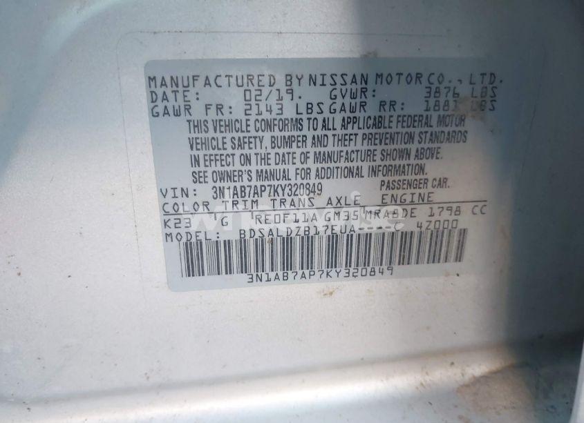 Photo 9 of 2019 Nissan Sentra SV (VIN 3N1AB7AP7KY320849)