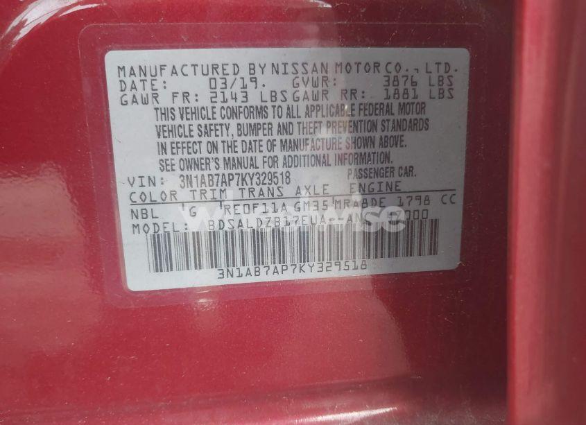 Photo 9 of 2019 Nissan Sentra SV (VIN 3N1AB7AP7KY329518)