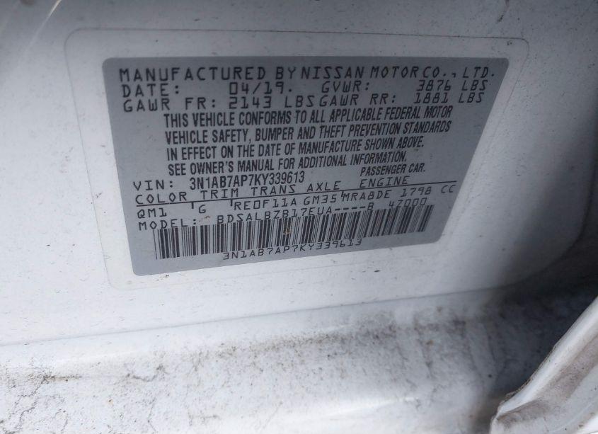 Photo 9 of 2019 Nissan Sentra S (VIN 3N1AB7AP7KY339613)