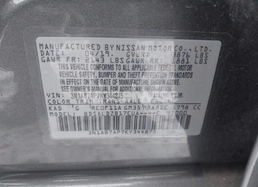 Photo 9 of 2019 Nissan Sentra SV (VIN 3N1AB7AP7KY344875)